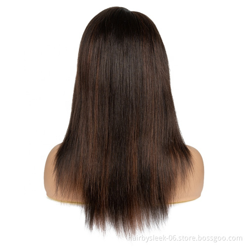 Rebecca 100% Raw Indian Human Hair Lace Front Wig natural Color Long Swiss Lace Straight Hair Wig For Black Women
